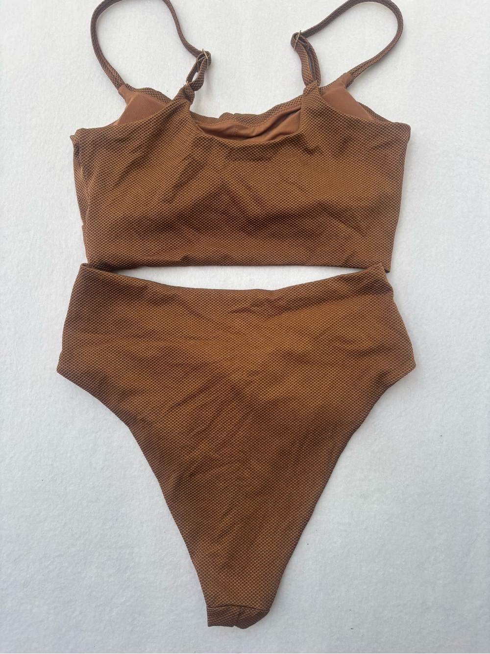 aerie Rust-Brown Textured  Bikini Top & Bottoms - Picture 4 of 5
